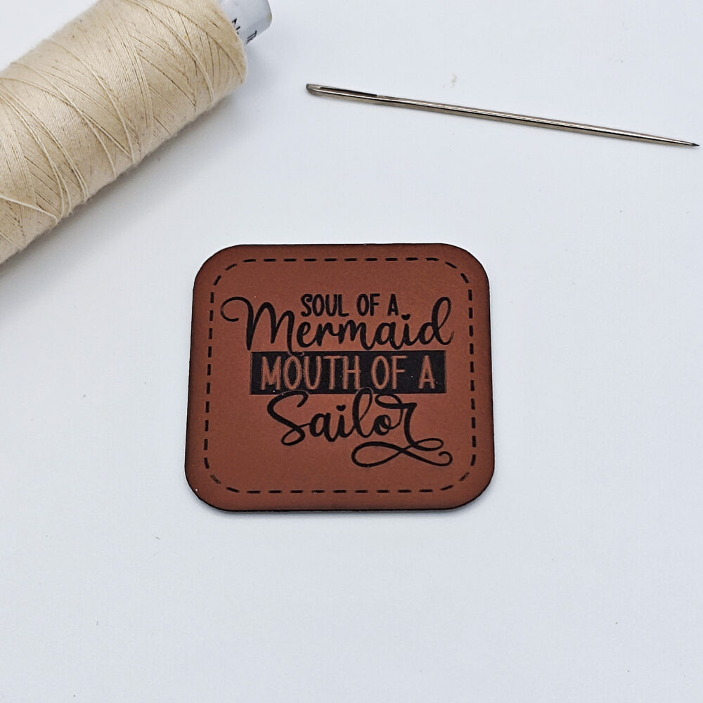 Kunstleder-Label Soul of a Mermaid Mouth of a Sailor in braun