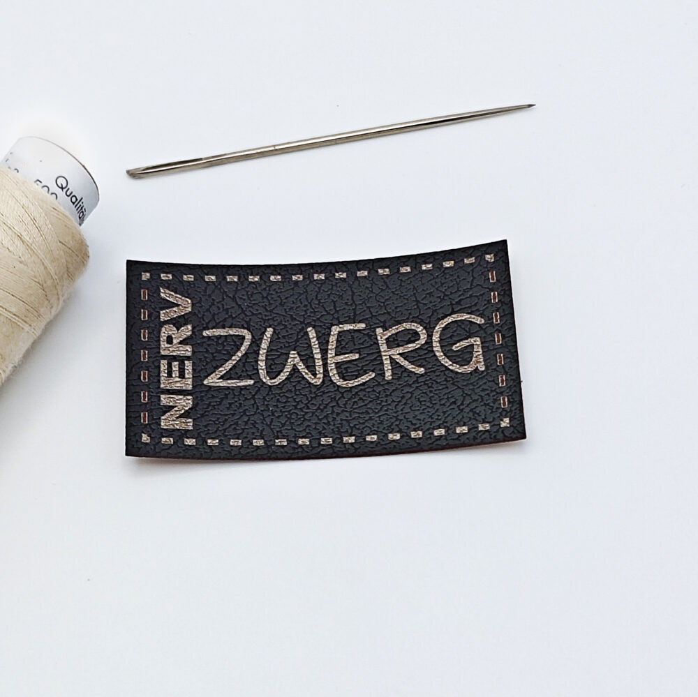 Kunstleder-Label Nerv-Zwerg